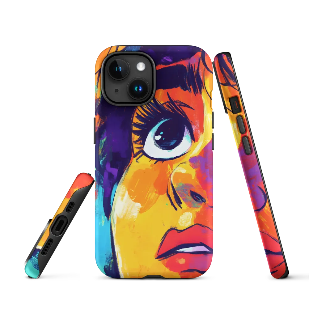 Vibrant Portrait in Blue and Orange | Phone Case