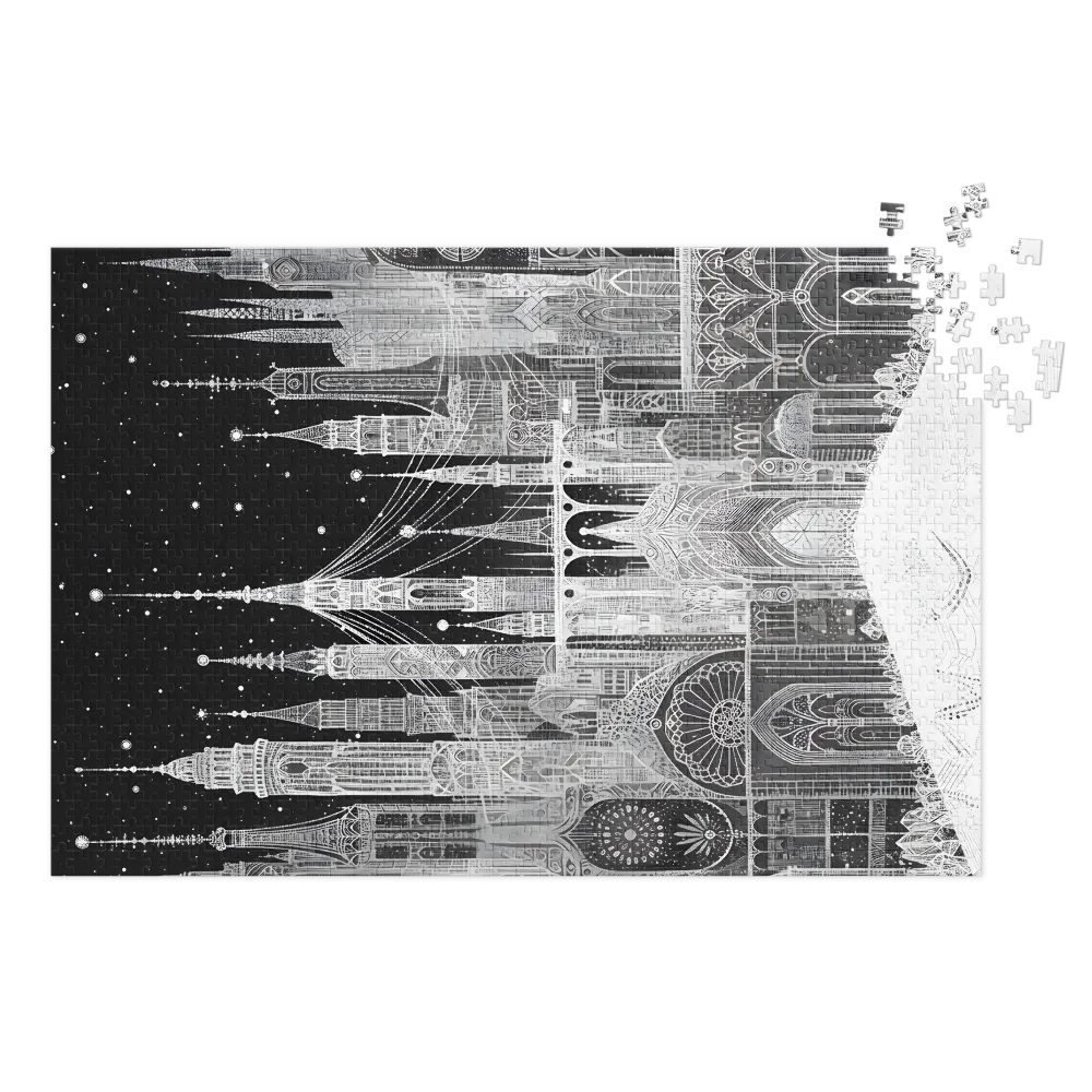 Stippled Gothic Cityscape | Jigsaw Puzzles