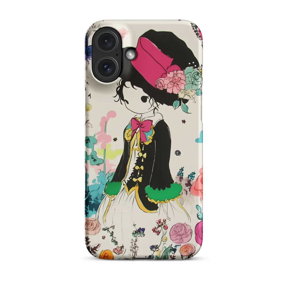 Girl with Pink Hat and Flowers | Phone Case