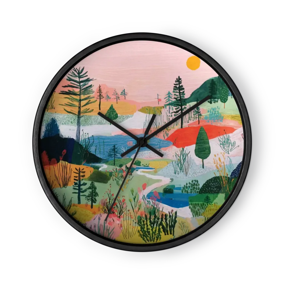 Pink Horizon Landscape | Wall Clock
