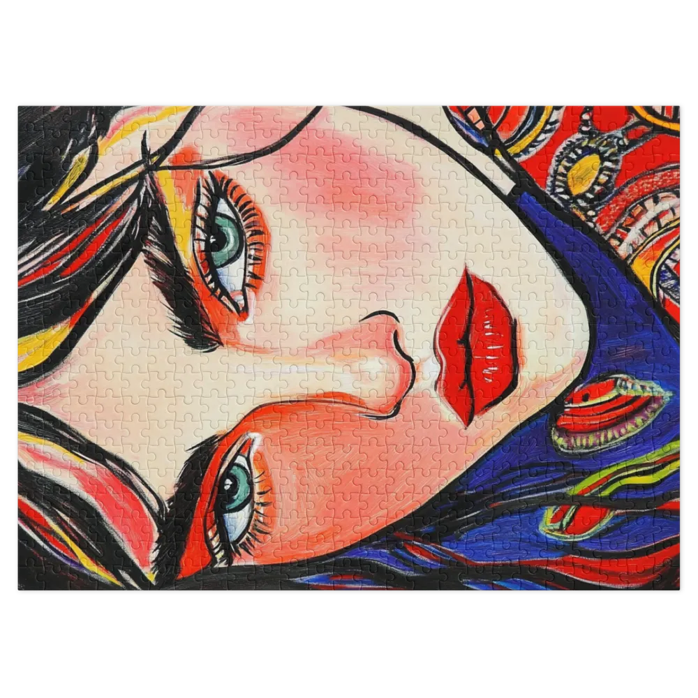 Olhar Pop Art Vibrante 
 Puzzle em caixa de metal