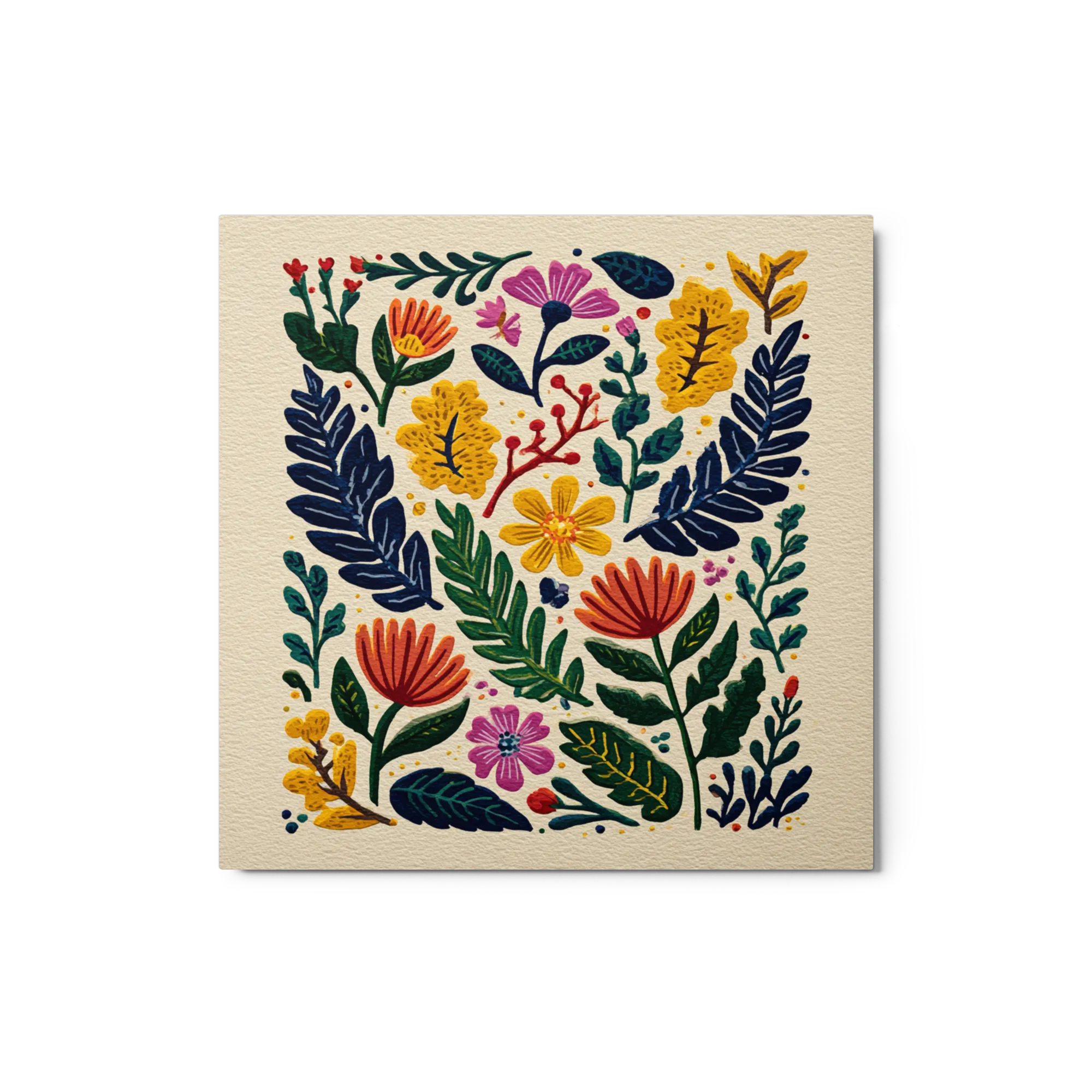 Whimsical Gouache Botanicals 
 Canvas with Black Frame