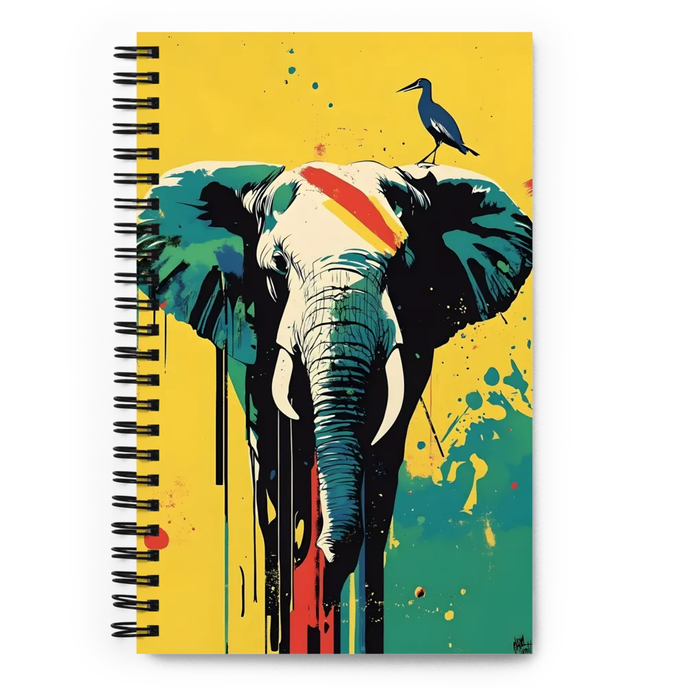 Pop Art Elephant with Bird 
 Spiral Notebook | 140 pages