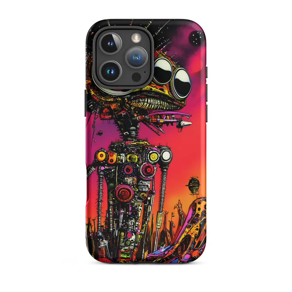 Vibrant Sci-Fi Robot in Surreal Landscape | Phone Case