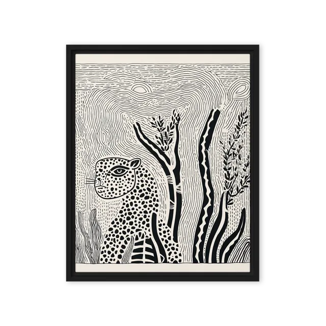 Stylized Leopard Linocut | Art Print