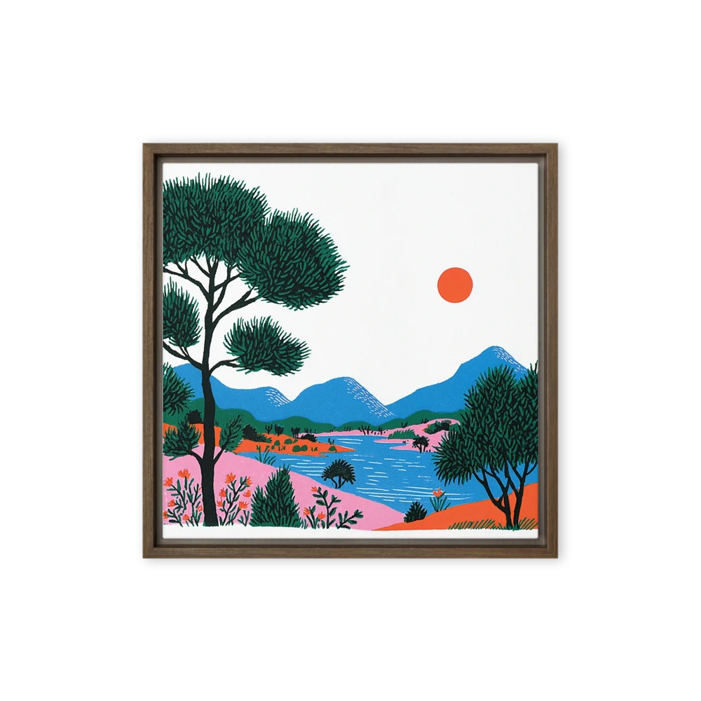 Red Sun over Coastal Hills | Art Print