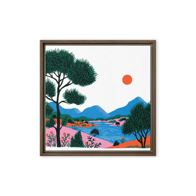 Red Sun over Coastal Hills | Art Print