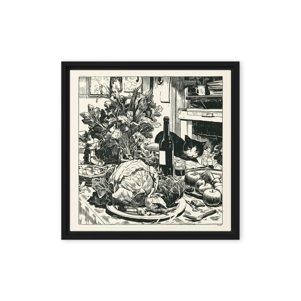 Still Life with Cabbage and Cat | Art Print