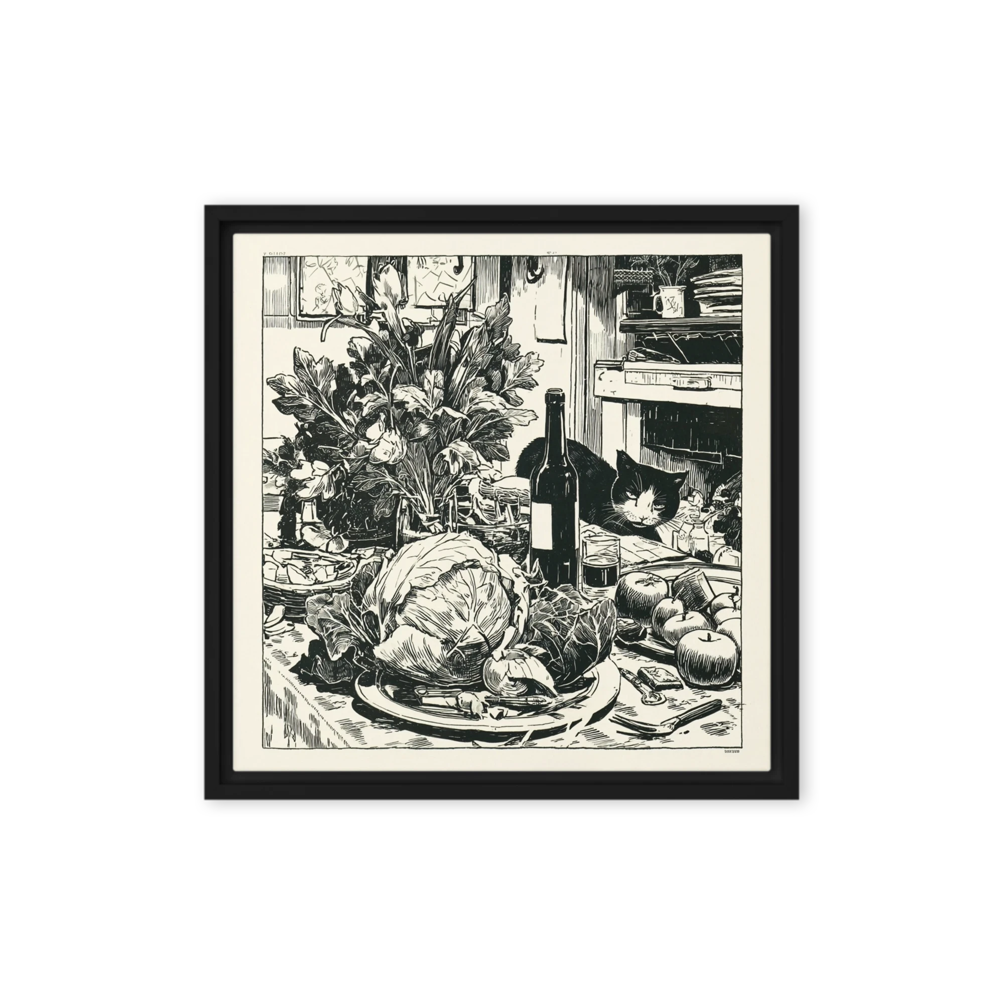 Still Life with Cabbage and Cat