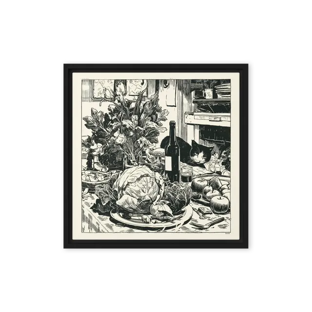 Still Life with Cabbage and Cat | Art Print
