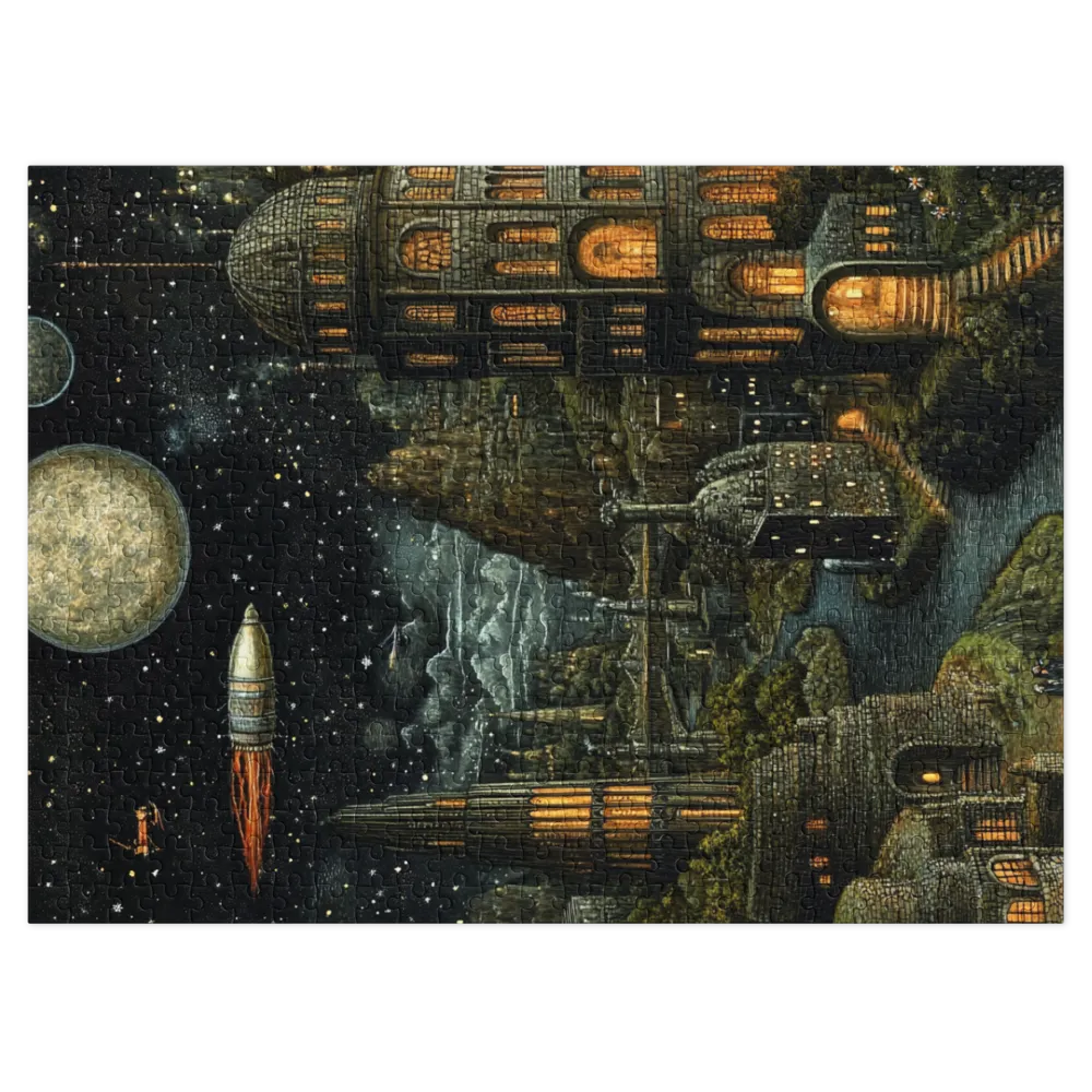Surreal Cityscape with Celestial Bodies | Jigsaw Puzzle (252/520 pieces)