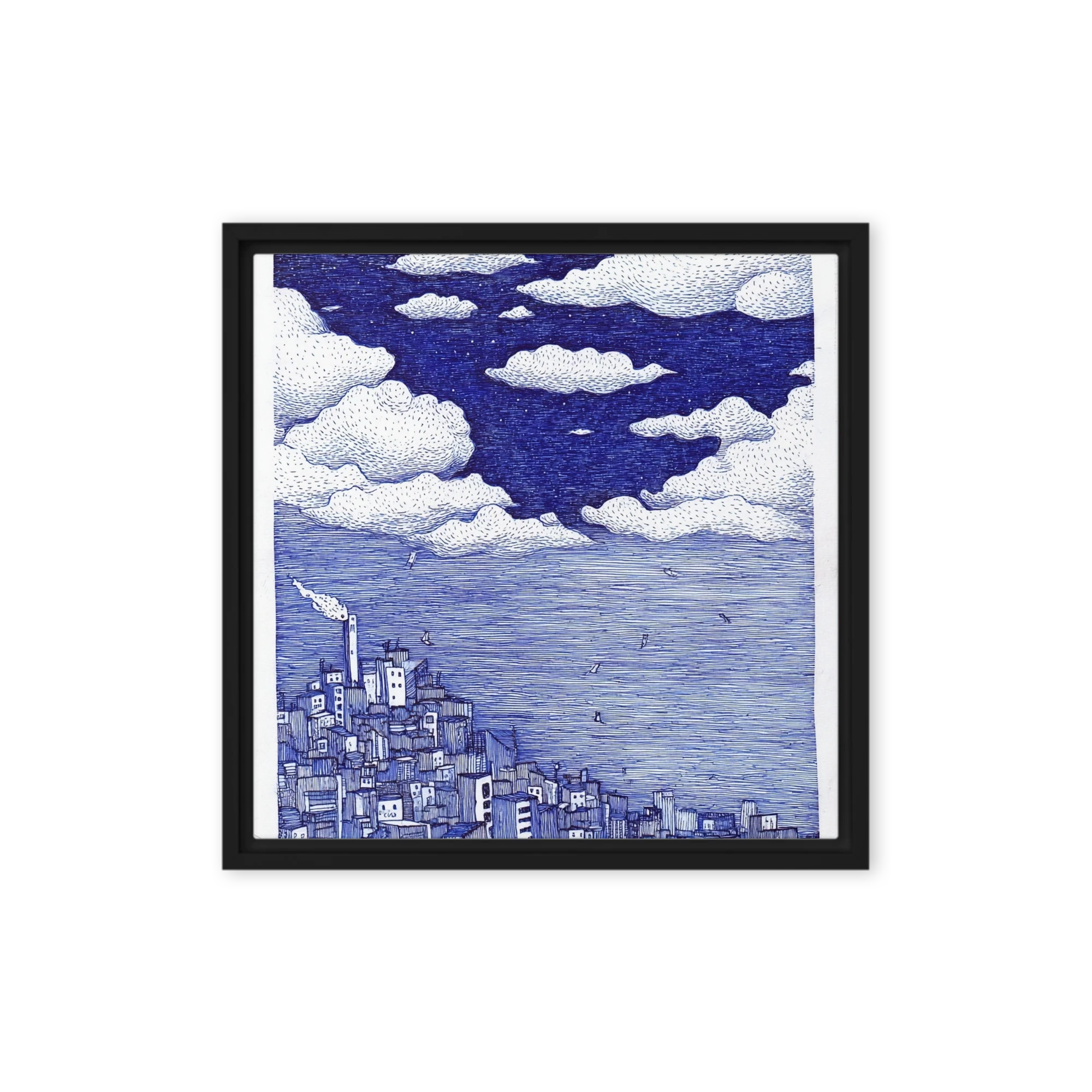 Coastal City Under Starry Sky | Art Print