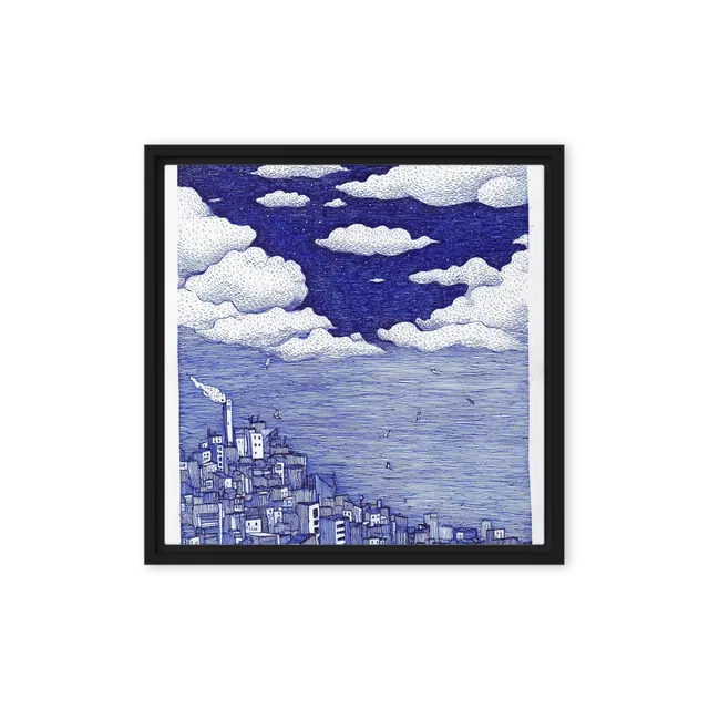 Coastal City Under Starry Sky | Art Print