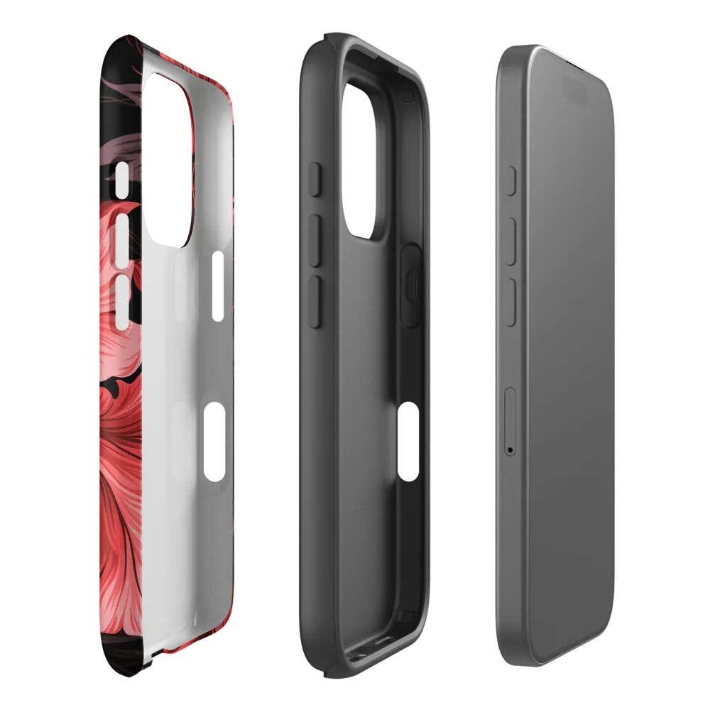 Red Floral Pattern on Black Background | Phone Case