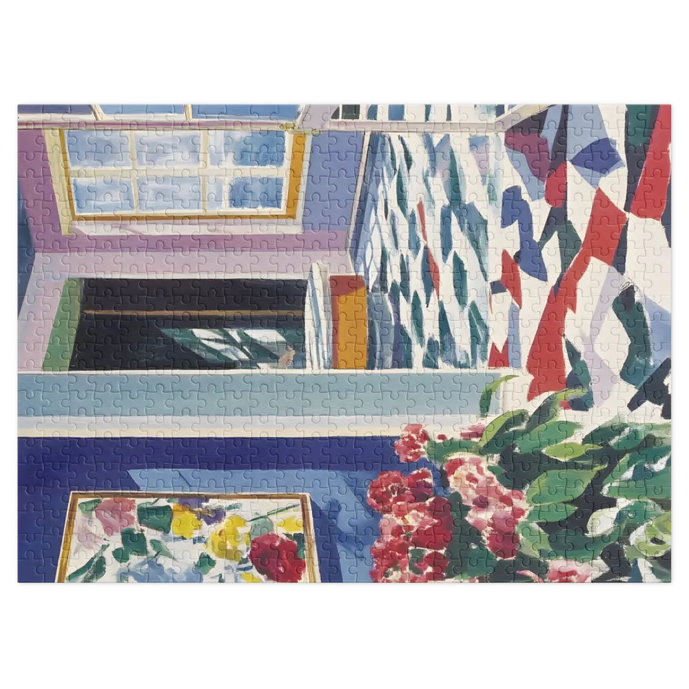 Sala Ensolarada com Flores 
 Puzzle em caixa de metal