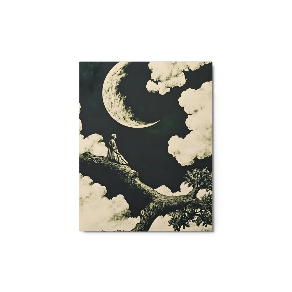 Surreal Woman Sitting Under Crescent Moon