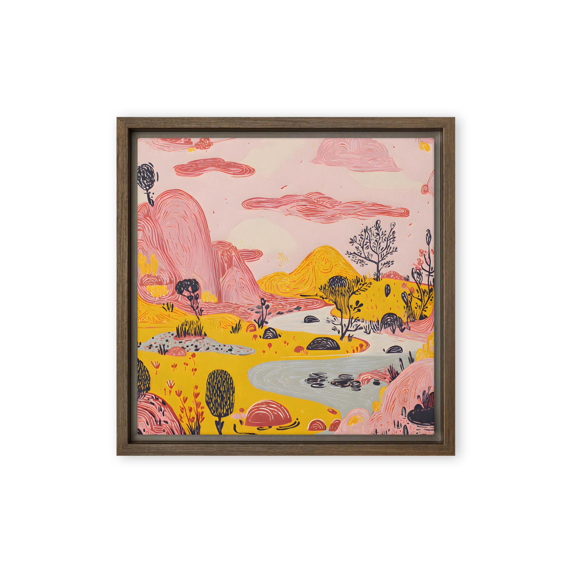 Whimsical River Valley 
 Canvas | 16″x 16″