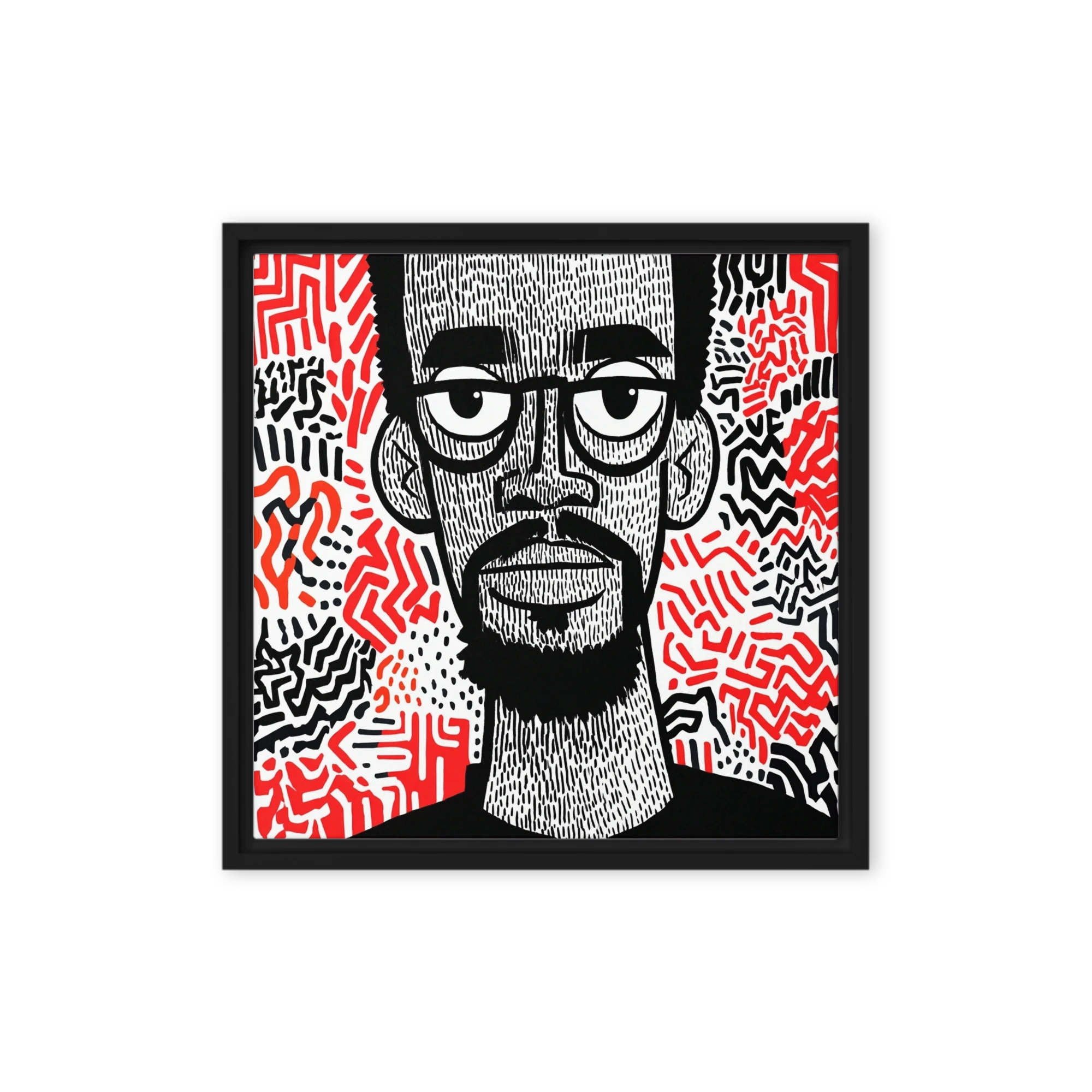 Linocut Man in Pattern