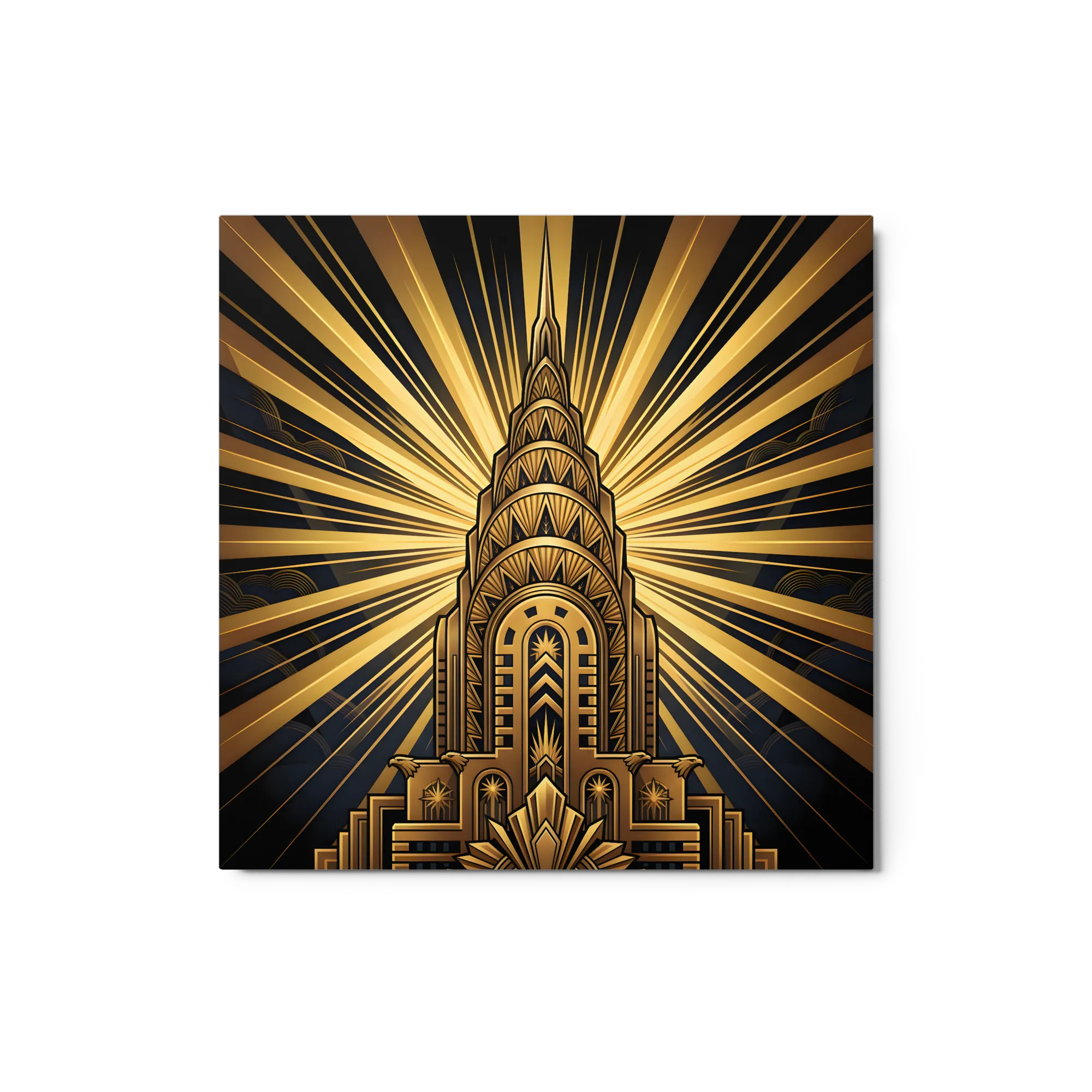 Golden Art Deco Chrysler 
 Canvas with Brown Frame