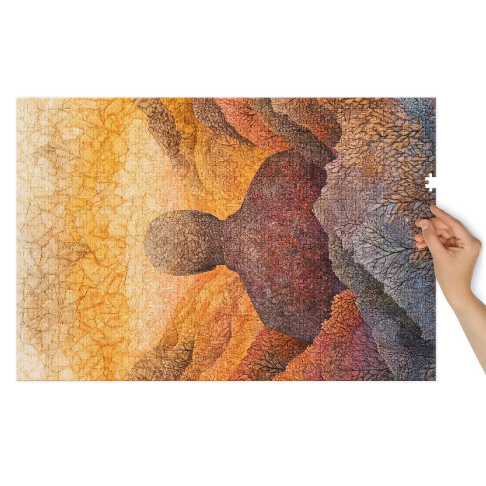 Silhouette in Textured Landscape | Jigsaw Puzzle (252/520 pieces)