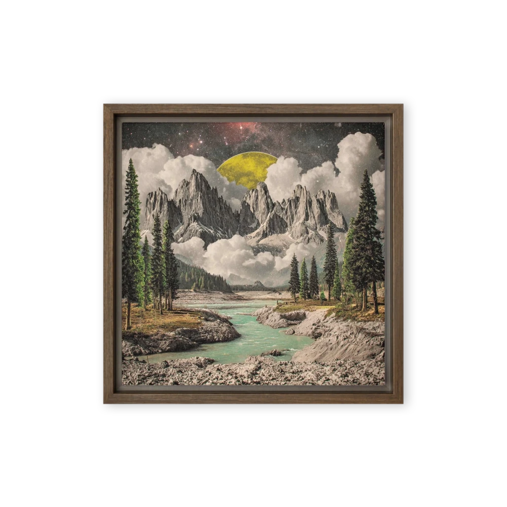Yellow Moon Mountain Collage | Art Print