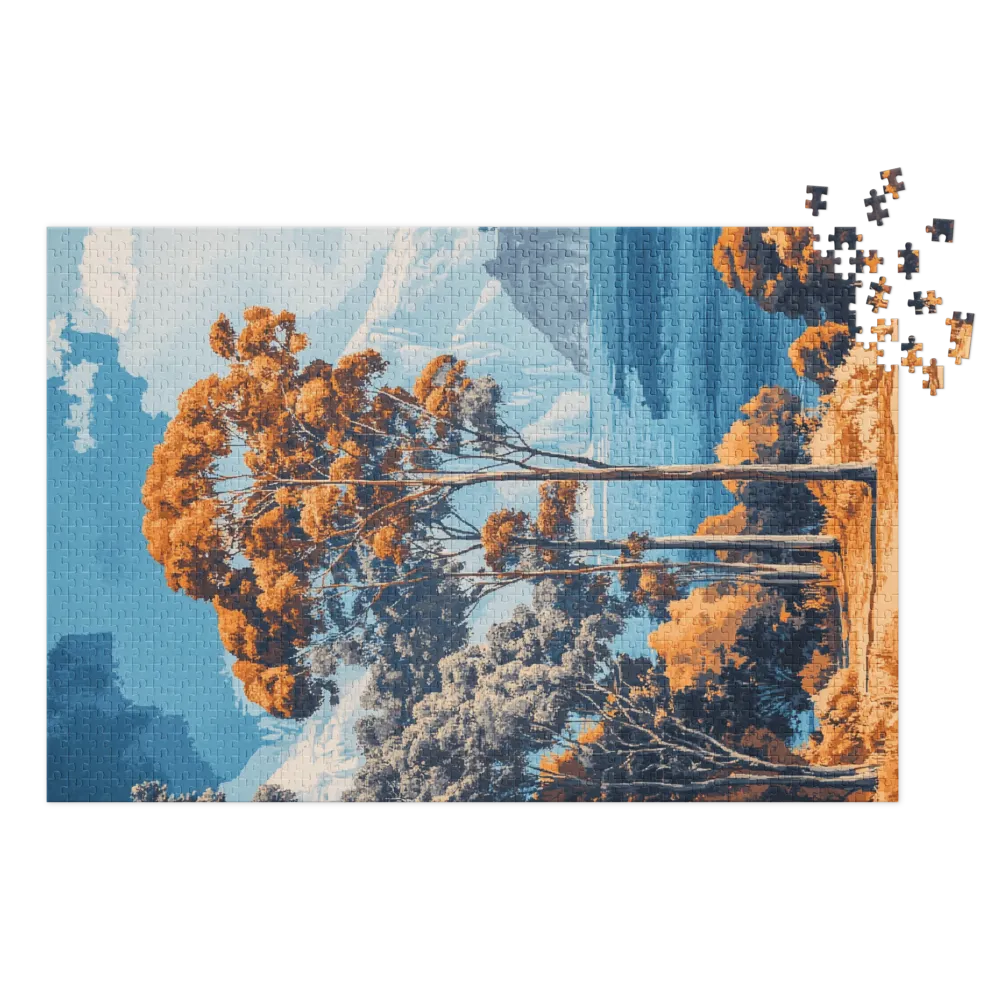 Pixelated Autumn Serenity 
 Jigsaw Puzzle in Tin Box