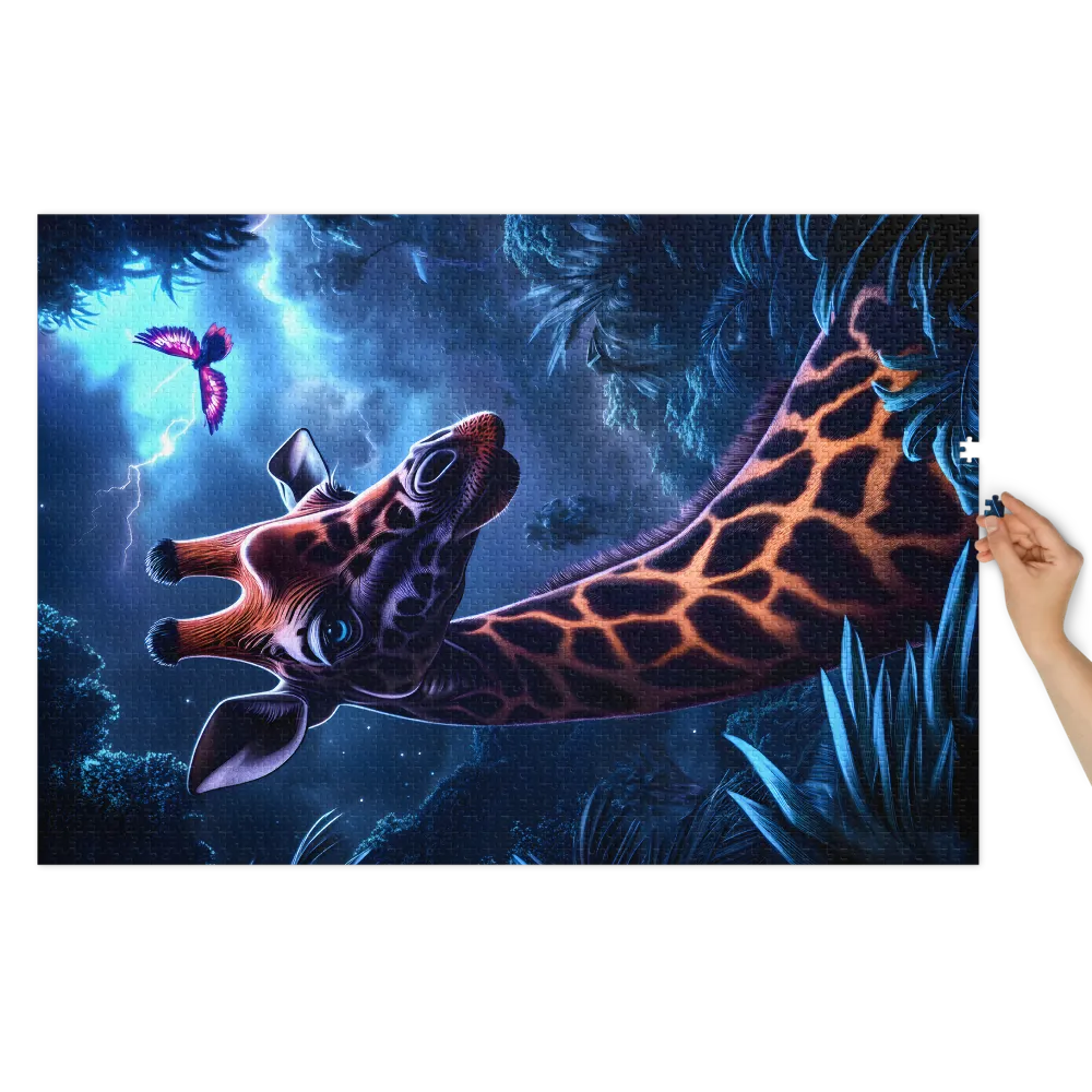 Girafa da Selva Noturna 
 Puzzle em caixa de metal