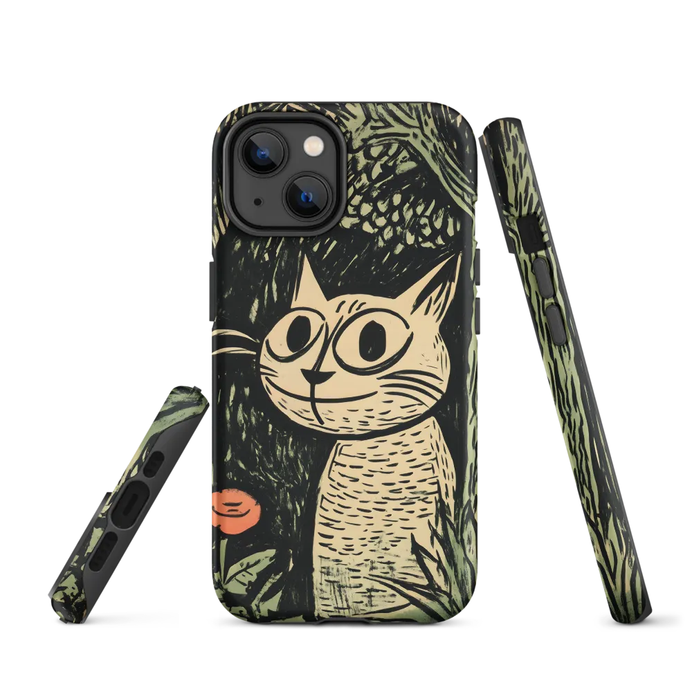 Cat in Nature Linocut | Phone Case