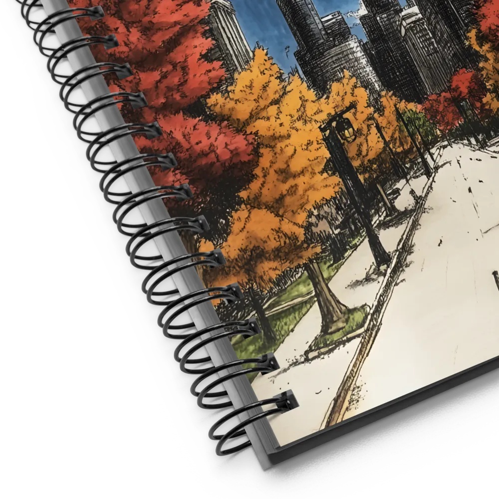 Autumn Cityscape Illustration 
 Spiral Notebook | 140 pages