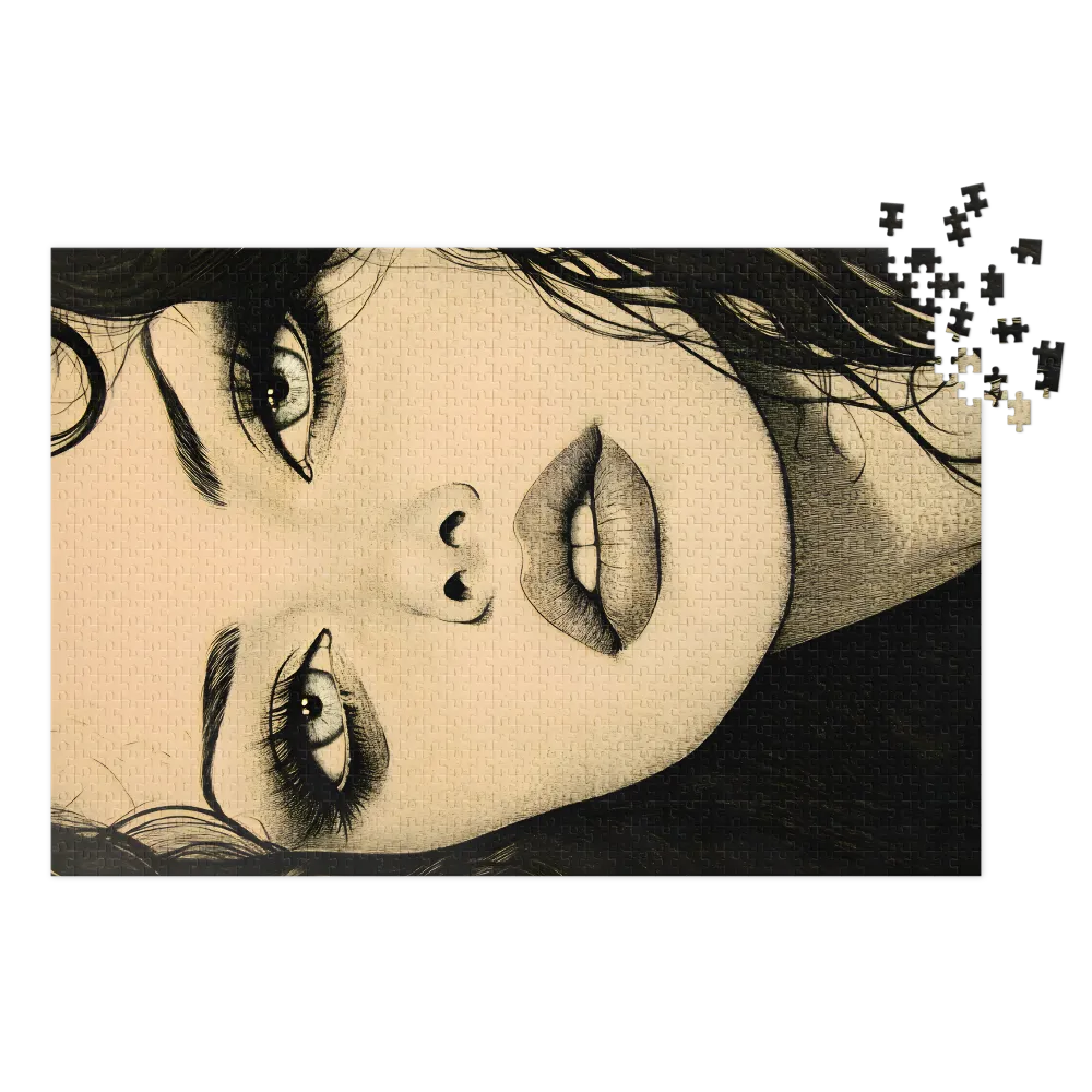 Detailed Female Portrait Ink Drawing