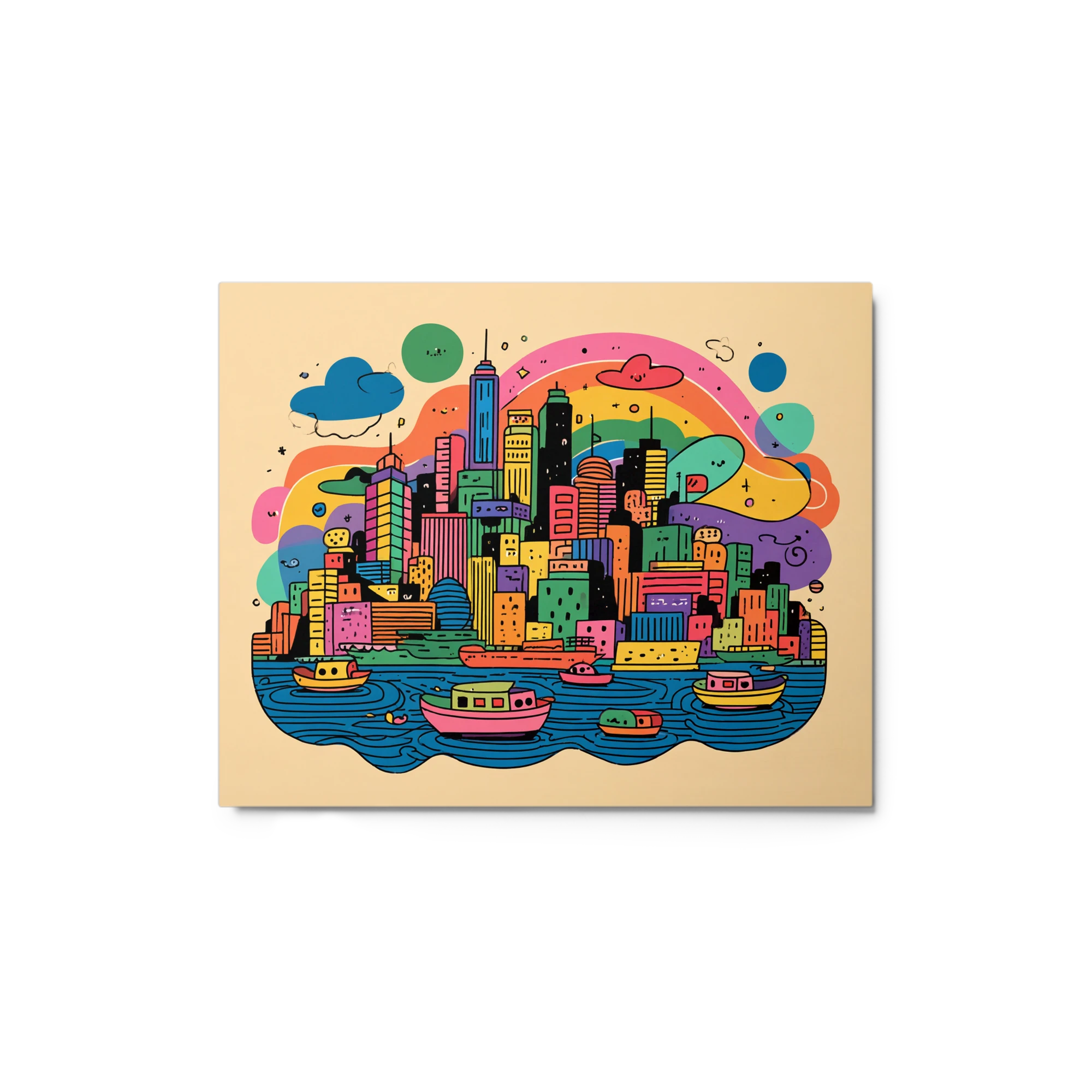 Doodle Waterfront Skyline | Art Print