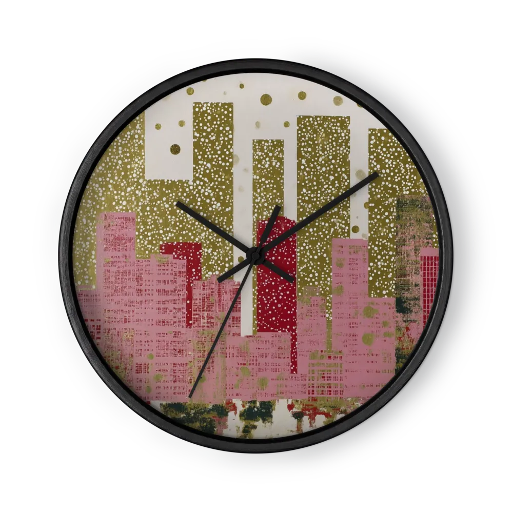 Golden Skyline in Pink | Wall Clock