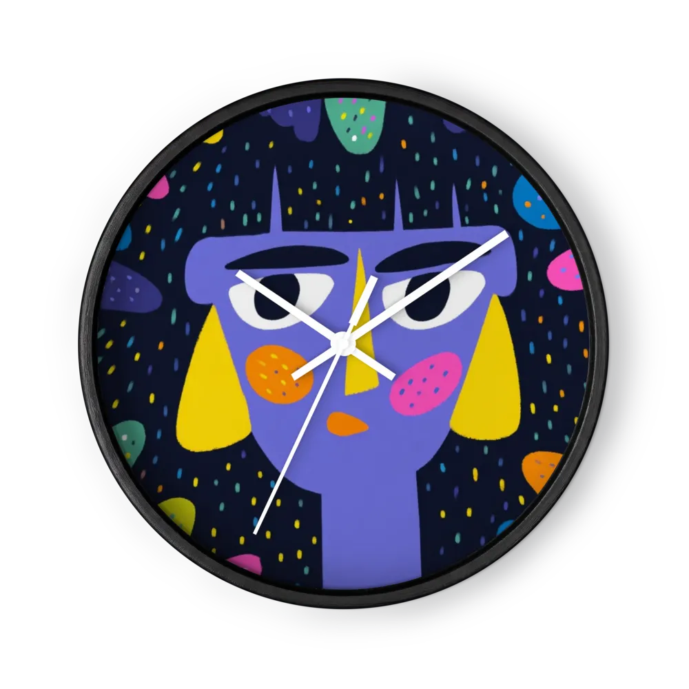 Violettes Stilisiertes Porträt | Wanduhr