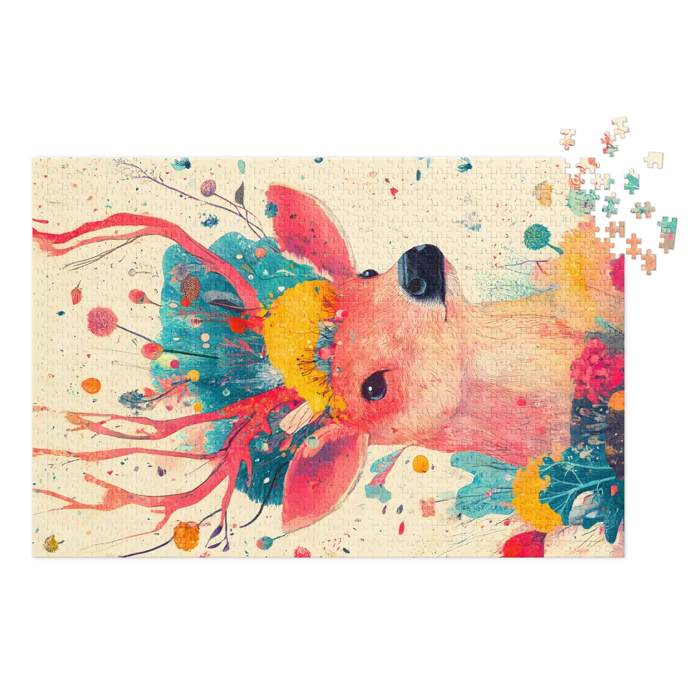 Surreal Deer with Floral Crown | Jigsaw Puzzle (252/520 pieces)