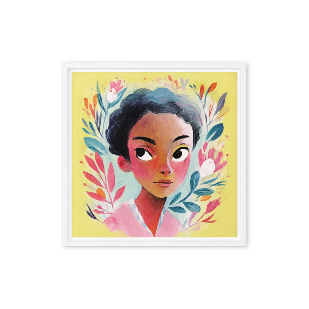 Girl in Floral Frame | Art Print