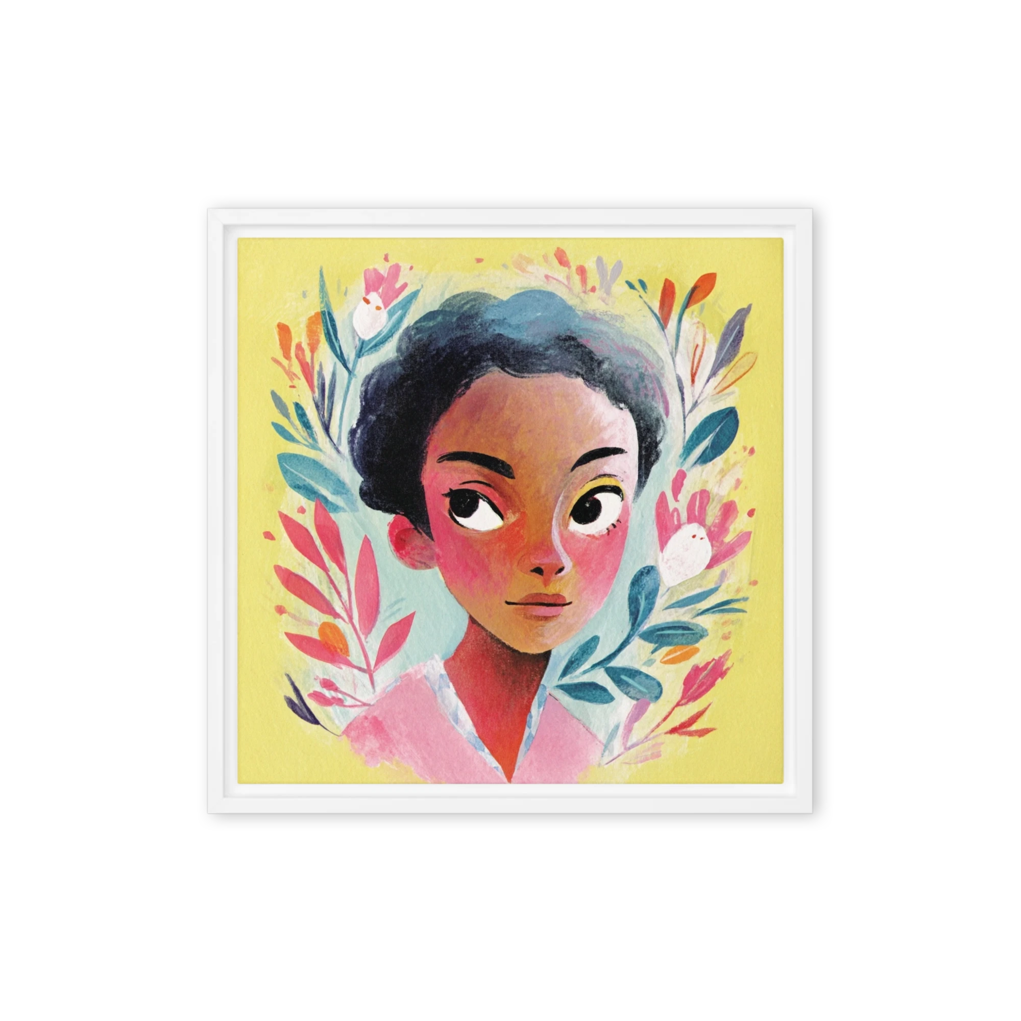 Girl in Floral Frame | Art Print