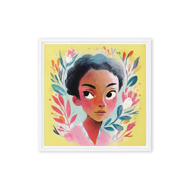 Girl in Floral Frame | Art Print