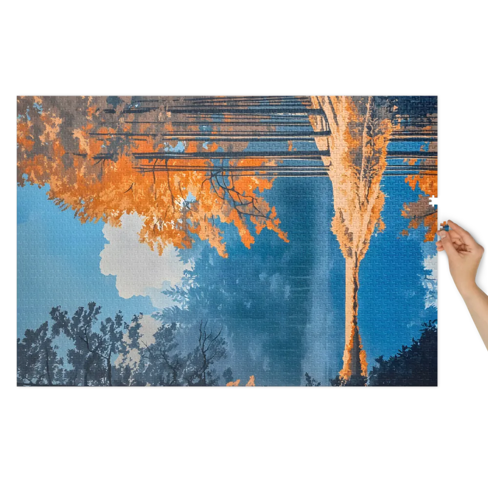 Autumn's Reflective Embrace 
 Jigsaw Puzzle in Tin Box