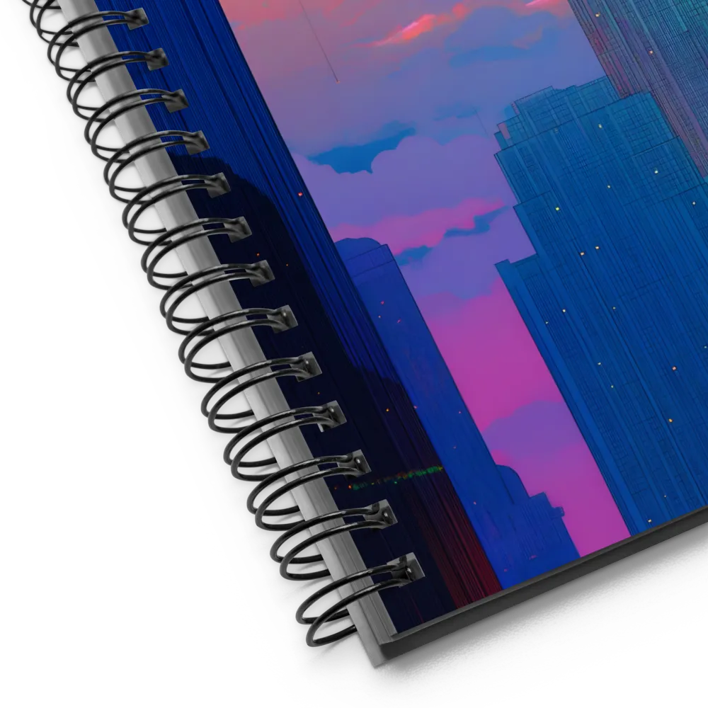 Retro-Futuristic Cityscape at Dusk 
 Spiral Notebook | 140 pages