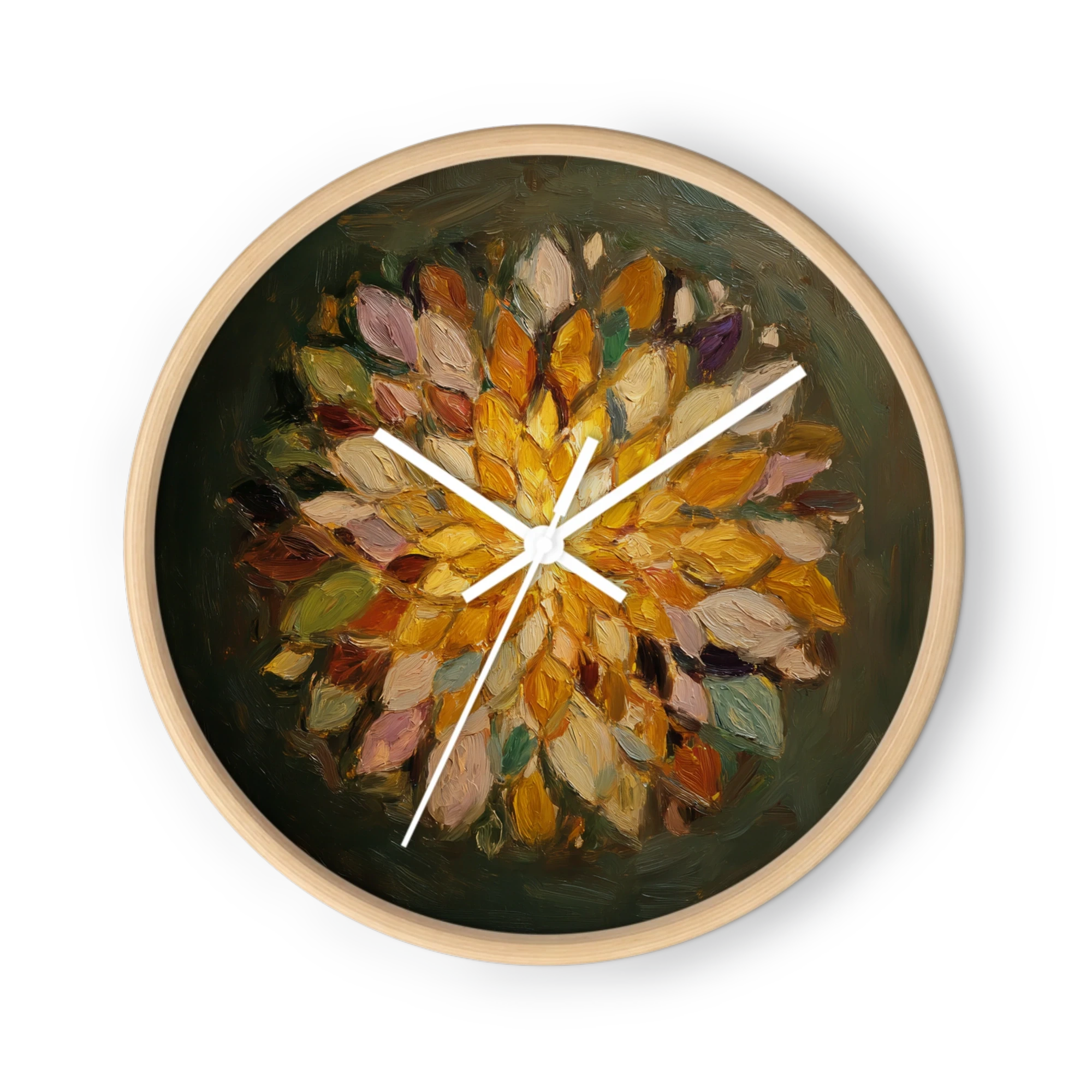 Garden Flowers Around The Clock Face — Marigold On Umber