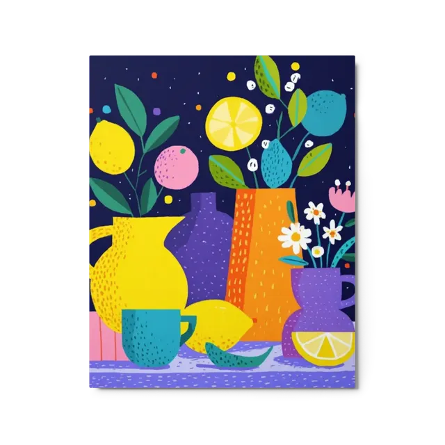 Midnight Lemon Still Life | Art Print