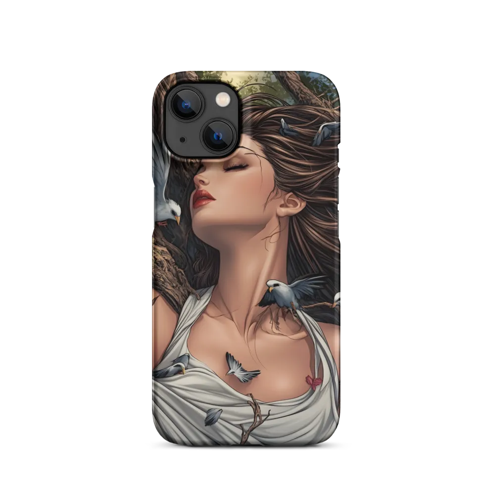 Serene Woman Surrounded by Birds | Phone Case