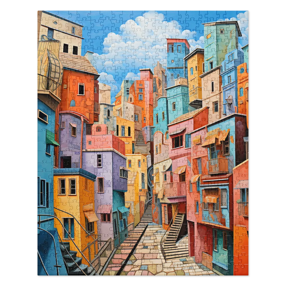 Mediterranean Hillside City 
 Jigsaw Puzzle