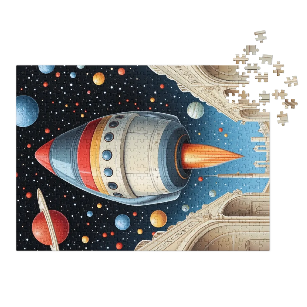 Colorful Rocket in Space