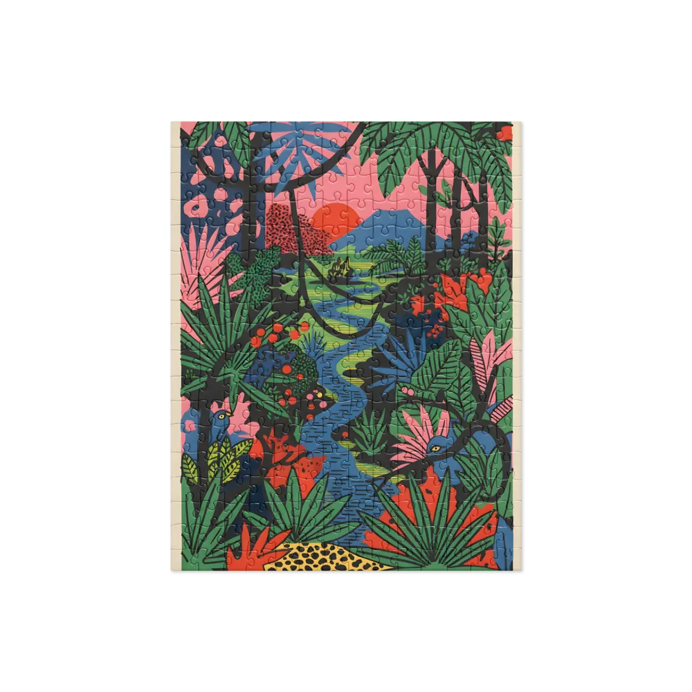 Tropical Jungle Sunset 
 Jigsaw Puzzle