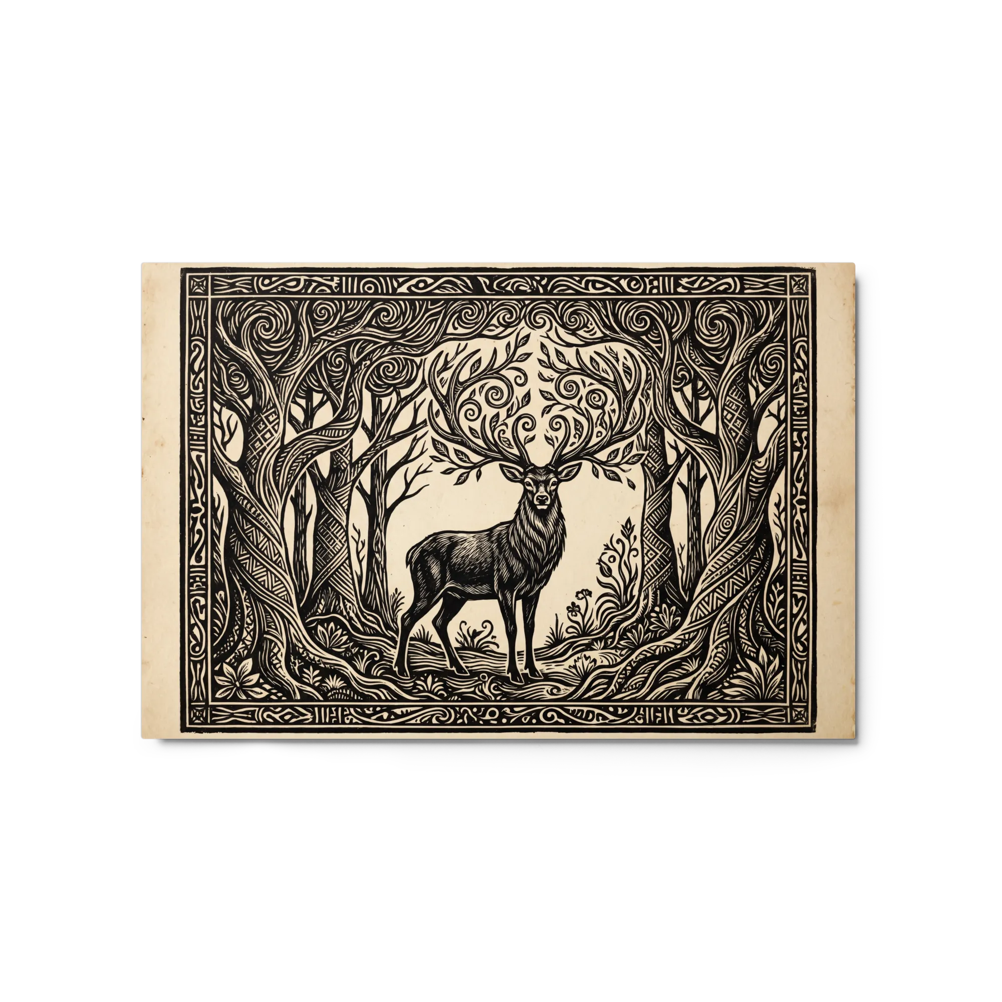 Forest Stag Woodcut