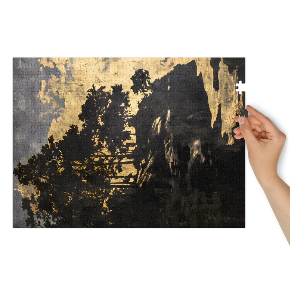 Golden Twilight Forest 
 Jigsaw Puzzle in Tin Box