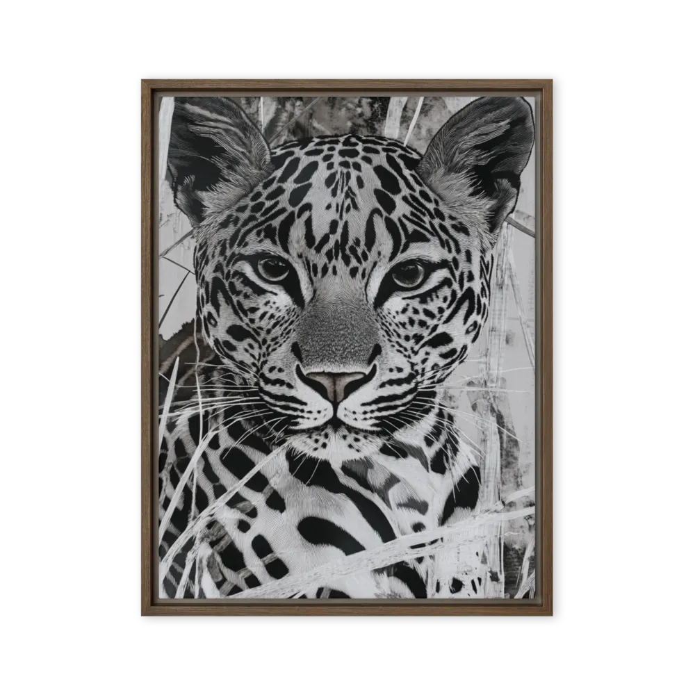 Monochromatic Leopard 
 Canvas with White Frame