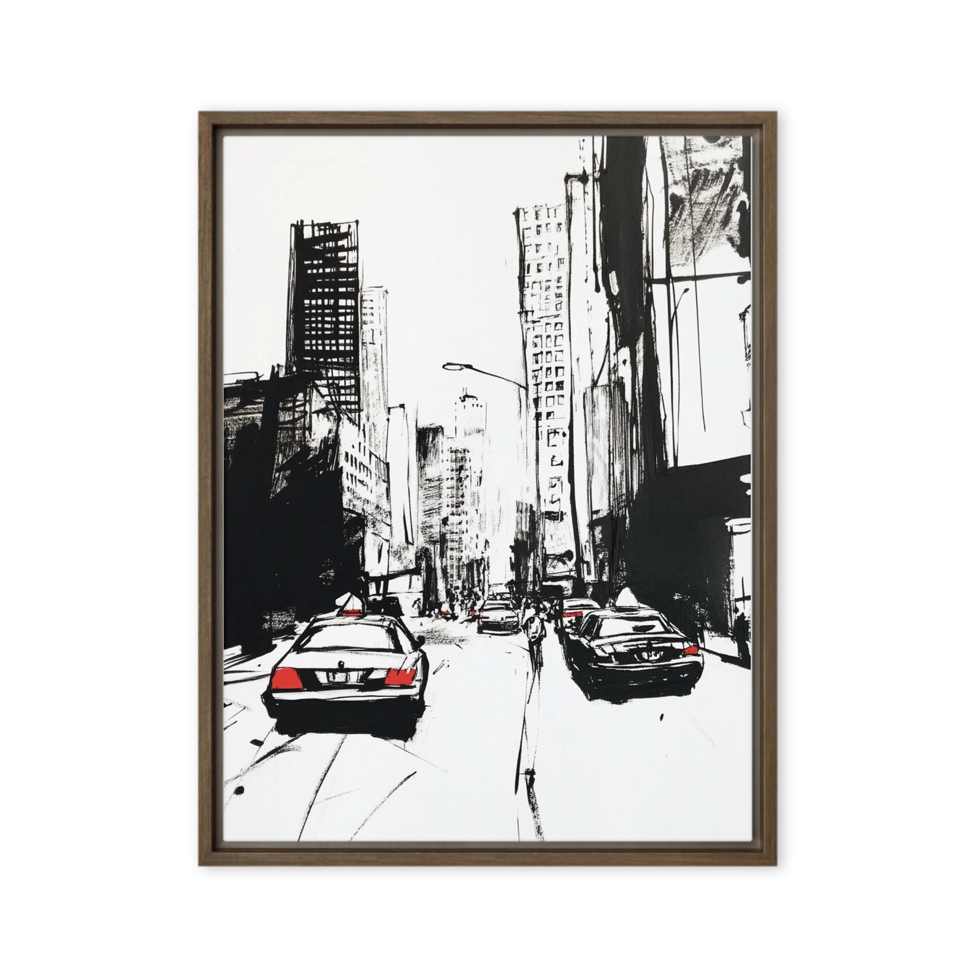 Urban Cityscape with Taxis