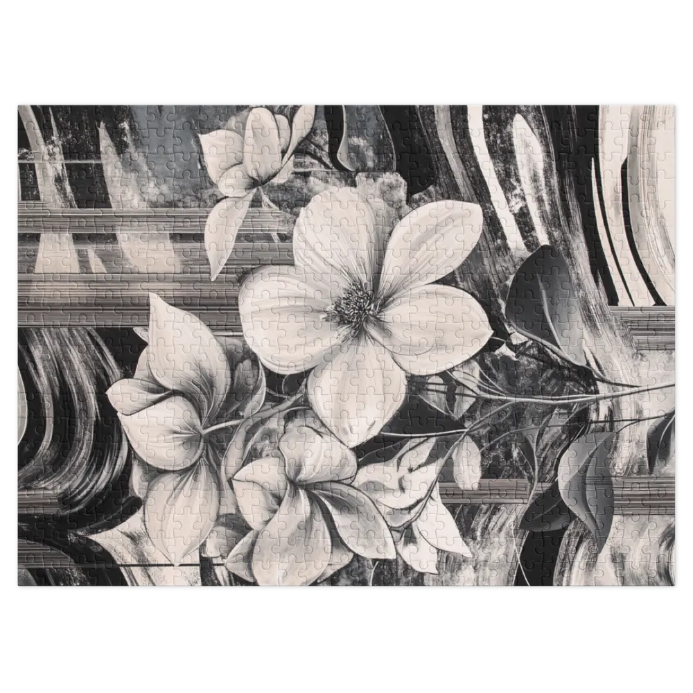 Abstração Floral Monocromática 
 Puzzle em caixa de metal